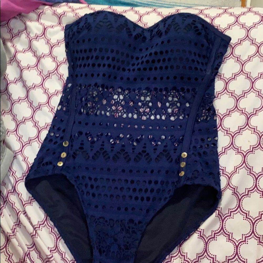 One piece blue swimsuit